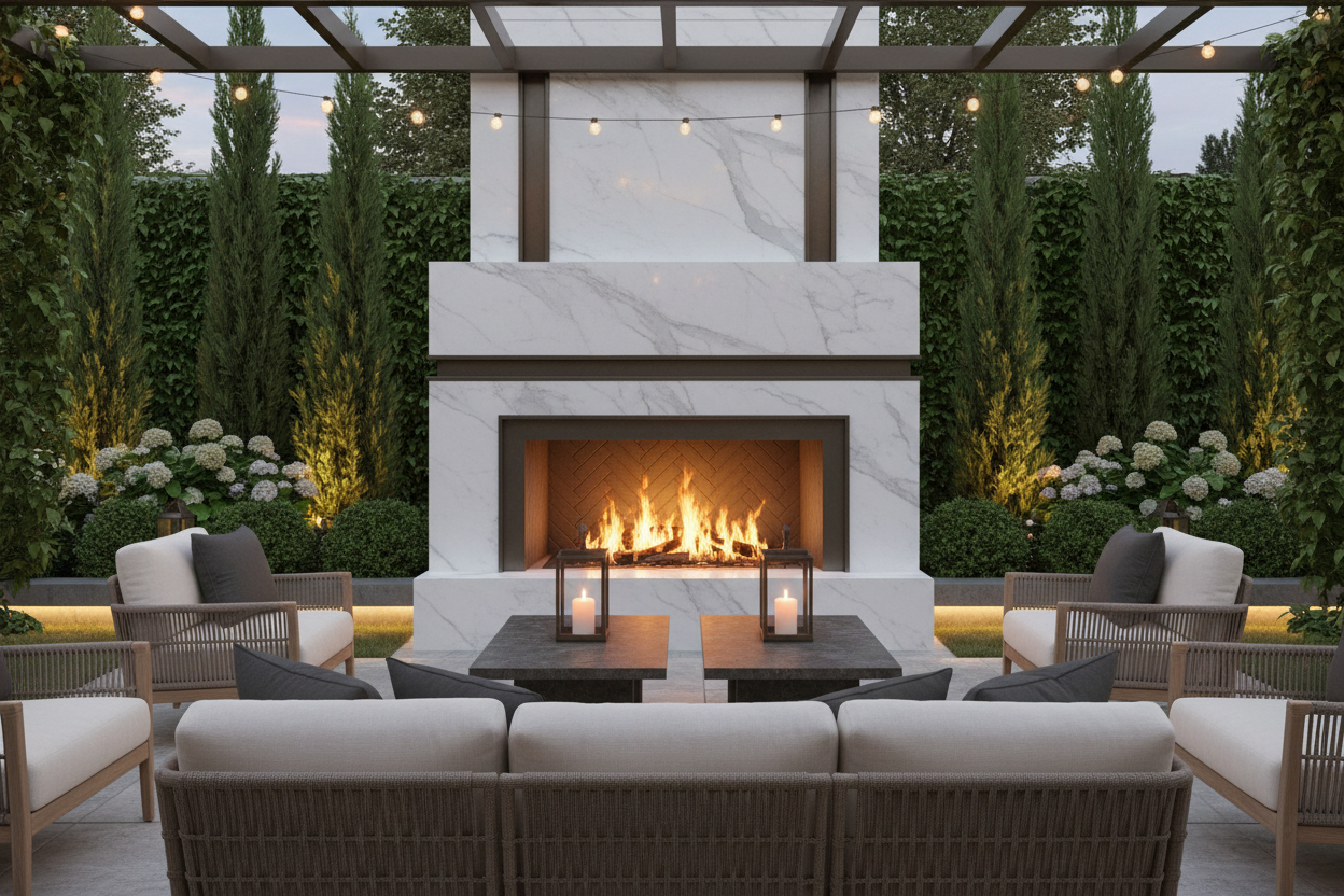 Luxury Backyard Fireplace
