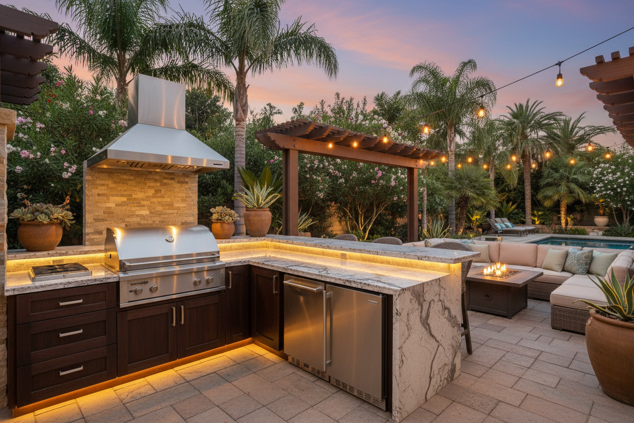 luxury backyard kitchen
